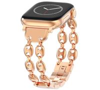 KADES Marina Chain Style Metal Band Compatible with Apple Watch 42mm/44mm/45mm/46mm/49mm, Elegant Stainless Steel Replacement Band for Women, Fit for iWatch Series 1-10, SE, Ultra, Rose Gold