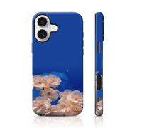 kadezia for iPhone 16 Plus Case, White Flowers and Crescent Moon, Scratch-Resistant, Drop-Proof, 2-Layer Hard Shell, Dreamy, for Night Out, Sweet Gift