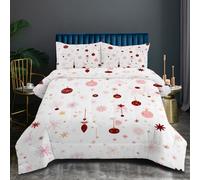 KADFGUGA Christmas Abstract Patterns,Red and Gold Accents,Single Size Duvet Set-3 Pieces, Soft and Comfortable, Machine Washable Duvet Coverless, with 2 Pillowcases