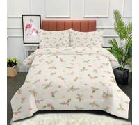 KADFGUGA Christmas Holly Berry and Star Pattern,Single Size Duvet Set-3 Pieces, Soft and Comfortable, Machine Washable Duvet Coverless, with 2 Pillowcases