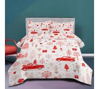 KADFGUGA Christmas Red Gift Box,Snowflake Pattern,Holiday Decoration,Single Size Duvet Set-3 Pieces, Soft and Comfortable, Machine Washable Duvet Coverless, with 2 Pillowcases