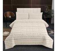 KADFGUGA Cream and Gold Speckle Pattern,Double Size Duvet Set-3 Pieces,Soft and Comfortable,Machine Washable Duvet Coverless,with 2 Pillowcases