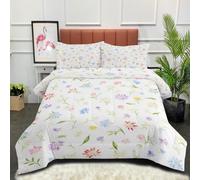 KADFGUGA Summer Diverse Florals Theme King Size Duvet Set-3 Pieces, Soft and Comfortable, Machine Washable Duvet Coverless, with 2 Pillowcases
