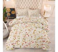 KADFGUGA Summer Leaves Greed Vines King Size Beige Duvet Set-3 Pieces, Soft and Comfortable, Machine Washable Duvet Coverless, with 2 Pillowcases (King, Leaves Greed Vines H)