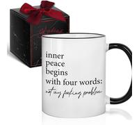 Kadiak Inner Peace Begins with Four Words Not My Problem Funny Sarcastic Mug for Coworkers, Friends Colleagues Employees Boss, Birthday Retirement Gift for Women Men Office Coworker