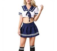 Kadila School Girl Outfit Lingerie for Women Uniform Cosplay Costume Lingerie Set Plus Size, Blue, XXL(UK 10- 12)