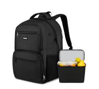 kadilong 17.3 Inch Laptop Backpack Insulated Cooler Backpack with Lunch Box,Lunch Bookbag for Men Teens Boys School Work Picnic College Travel,Computer Bag Meal Prep with USB Charging Port,Black