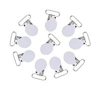Kadimendium 10Pcs 25mm Round Suspender Braces Holder Strap, Making Supplies,for Clothes or Replacing Old Clamps of Suspender (White)
