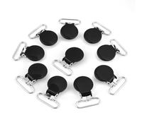 Kadimendium 10Pcs 25mm Round Suspender Braces Holder Strap, Making Supplies,for Clothes or Replacing Old Clamps of Suspender (Black)