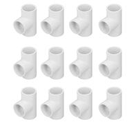 Kadimendium 12Pcs PVC Tee Pipe Fittings Plastic Equal Diameter Joints Adapter Water Pipe Joints Water Supply Home Improvement Elbow Pipe Fittings(25mm)