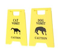 Kadimendium Cat and Dog Vomit Signs Durable Warning Sign for Cat Lovers 2PCS Funny Dog Caution Sign Decor for Offices Yellow