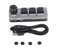 Kadimendium Custom Mini Mechanical Keypad RGB LED 3 Key 1 Knob Mini Dustproof Red Switch USB C Wired Keypad for Game Office Music