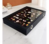 Kadimendium Ring Jewelry Display Case, Medal Frame Box Glass Lid Easy for Badge Collection(M)