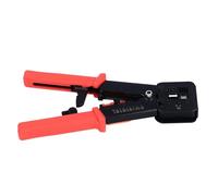 Kadimendium RJ45 Crimping Tool Pass Through, Durable Ethernet Crimper for Cutting, Stripping and Crimping CAT6 CAT5E Cables, Professional Grade Steel, 1 Unit (Red)