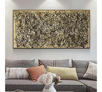 KADING Jackson Pollock Famous Abstract Art Paintings Autumn Canvas Painting Posters and Prints Wall Pictures for Living Room Decoration 144x70cm(57x28in) With Frame