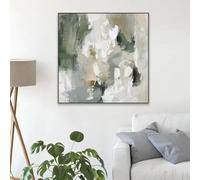 KADING Wall Art Large Abstract Painting Print Neutral Beige Green Abstract Poster Modern Colorful Canvas Painting Home Wall Decor 80x80cm(32x32in) With Frame Ready to hang