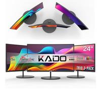 Kado - 3 Pack 24" Curved Computer Monitor, 1920x1080, 1500R, 75Hz, VESA Mount, HDMI, Integrated Hybrid Office Gaming Speakers, C24X Trio Series