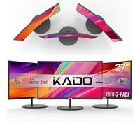 Kado Triple Monitor Setup - 3-Pack 27" Curved 1920x1080 Computer Monitor 1500R 75Hz VESA Mount HDMI Office Gaming Hybrid Built-in Speakers (C27X Trio Series)