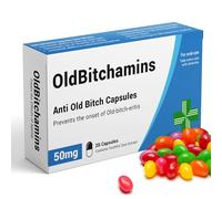 KadoBox - OldBitchamins - Funny Joke Prank Pill Box - Gag Gift with Jelly Beans Sweets 50g, Mothers Day Gifts, Gifts for Mum, 30th, 40th, 50th, 60th Birthday Gifts, Funny Gifts for Women