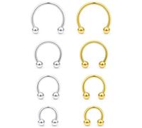 Kadogohno 16g 14k Gold Plated Horse Shoe Septum Nose Rings for Women 16 Gauge Surgical Steel Horseshoe Double Stud Hoop Daith Piercing Jewelry