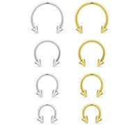 Kadogohno 16g 14k Gold Plated Spike Horse Shoe Septum Nose Rings for Women 16 Gauge Surgical Steel Horseshoe Double Stud Hoop Daith Piercing Jewelry