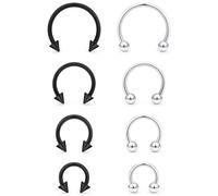 Kadogohno 16g Black Spike Horse Shoe Septum Nose Rings for Women 16 Gauge Surgical Steel Horseshoe Double Stud Hoop Daith Piercing Jewelry
