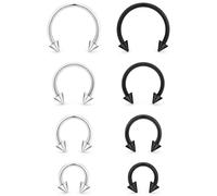 Kadogohno 16g Black Spike Horse Shoe Septum Nose Rings for Women 16 Gauge Surgical Steel Horseshoe Double Stud Hoop Daith Piercing Jewelry