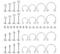 Kadogohno 16g Lip Rings Piercing Snakebite Jewelry Labret Snake Bites for Women Bulk Studs Surgical Stainless Steel