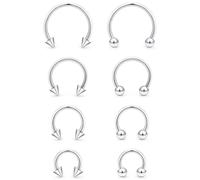 Kadogohno 16g Spike Horse Shoe Septum Nose Rings for Women 16 Gauge Surgical Steel Horseshoe Double Stud Hoop Daith Piercing Jewelry