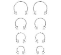 Kadogohno 16g Spike Horse Shoe Septum Nose Rings for Women 16 Gauge Surgical Steel Horseshoe Double Stud Hoop Daith Piercing Jewelry