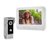 Kadongli V70M+M4 KDL Wired Video Doorbell Intercom System 7 inch Color Monitor Panel with Night Vision Video Camera Door Phone Two-Way Audio 12 Ringtones Waterproof for Home Apartment Safe,White