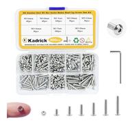 Kadrick 400 Pcs M3 Metric Screw Aassortment,6mm-20mm Common Size 304 Stainless Steel Hex Socket Button Head Cap Bolts Nuts Kit with 1 Hex Wrench (6mm-20mm 400pcs)