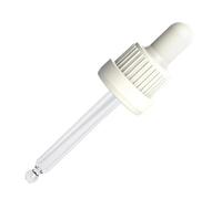Kadrovik Assembled Dropper Day - White Teat, White PP Collar, DIN18 Thread, Straight-Tip Glass Pipette - PACK OF 5, Pipette 77 mm, Fits Most 30 ml Bottles, Plain Pipette