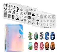 KADS 11pcs Nail Stamp Plates set 10 plate + 1 Laser Symphony storage bag Nails Art Stamping Plate Set Christmas Flowers Animal Nail plate Template Image Plate