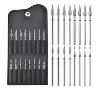 KADS 16Pcs Nail Drill Bits Set for Acrylic Gel Nails Polishing with PU Leather Storage Pouch Fits Electric Nail File, Efile & Drill Machine for Nail Art, Removal & Shaping (Black)