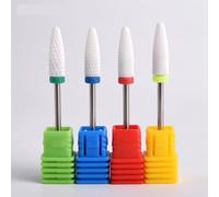 KADS 4Pcs Ceramic Nail Drill Bits Set, 3/32'' Professional Acrylic Nail File Drill Bit for Manicure Pedicure Cuticle Gel Nail Polishing (Long Bullet Shape Bits)