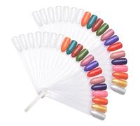 KADS Clear Nail Art Tips Colour Pop Sticks Fan Display Nail Swatches Sticks Fan Shaped With Organizer Ring Nail Polish Colour Display for Salon Use and Beginners Nail Art Design Palette Tip