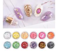 KADS Flake Nail Glitter Sequins Iridescent Ice Slag Nail Glitter Colorful Fluorescent Glass Paper Nail Sticker Holographic Nail Glitter for Make Up DIY Nail Decoration