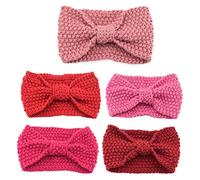 KADSXIYA 5Pcs Women Winter Crochet Knit Buttons Headband Solid Color Bowknot Ear Warmer