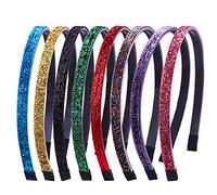KADSXIYA 8Pcs/Set Women Girls Rainbow Colorful Thin Headband Glitter Sequins Non-Slip Teeth Hair Hoop Bandana Festival Dance Party Headdress Gift