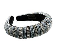 KADSXIYA Baroque Jewelry Sponge Padded Bandana Shimmer Multicolored for Rhinestone Striped Headband Crystal Beaded Chain Hair Hoo