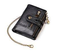 KADSXIYA Chain Wallets for Men Leather Bifold Wallet Men's Casual Purse Credit Card with Coin Pocket Business Travel Use, Black
