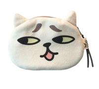 KADSXIYA Cute Cat Face Earphone Bag Small Wallet Coin Purse with Interesting Expression, Embarrassing little