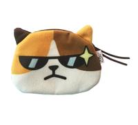 KADSXIYA Cute Cat Face Earphone Bag Small Wallet Coin Purse with Interesting Expression, Spectacled cat