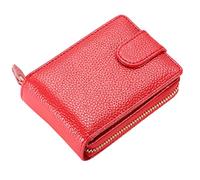KADSXIYA Fashion Blocking Credit Card Holder Cards for Case Pocket Zipper Wallet Organize, Red