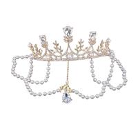 KADSXIYA Halloween Gothic Lolita White Pearl Hair Band Golden Crown Headband Headwears