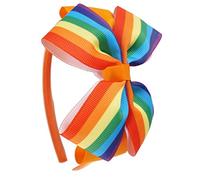 KADSXIYA Kids Girls Satin Covered Headband Sweet Double Layer Rainbow Grosgrain Ribbon Bows Hair Hoop Princess Hair Accessories