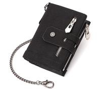 KADSXIYA Practical Oxford Fabric Men's Money Pouch Wallet with Metal Chain for Security, Black