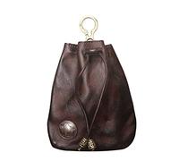 KADSXIYA Stylish Cowhide for Key Holder Bag Coin Purse with Drawstring Keychain for Case, Coffee