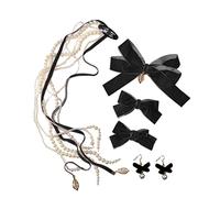 KADSXIYA Sweet Hair Hoop Girls Washing Face Hairband Elegant Bow Tassel Pearl Earrings